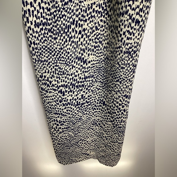 Vintage Tie-Neck Long Sleeve Midi Dress in Cream and Navy Spot 4P - Picture 6 of 15